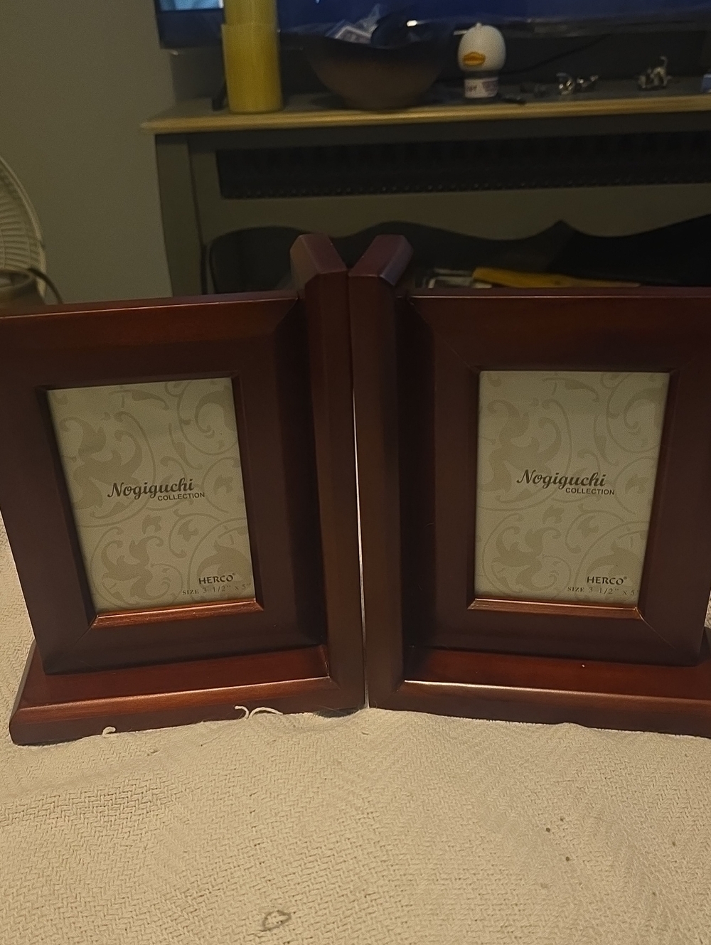 Mahogany Wooden Double Picture Frame Bookends